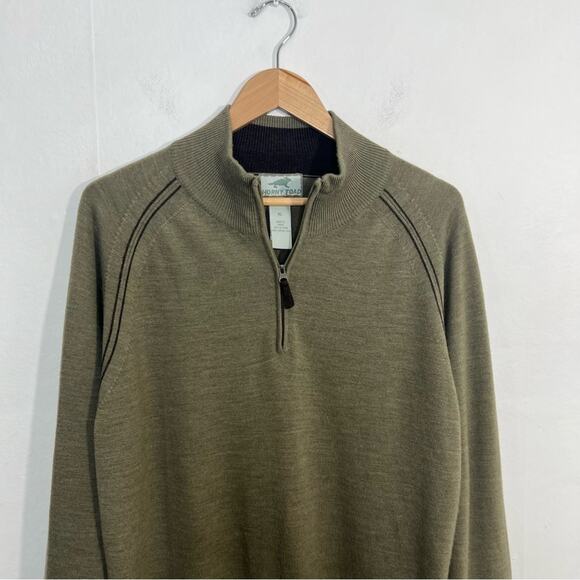 Horny Toad Men's Brown 100% Merino Wool Quarter Zip Pullover Sweater Size XL - Picture 3 of 12
